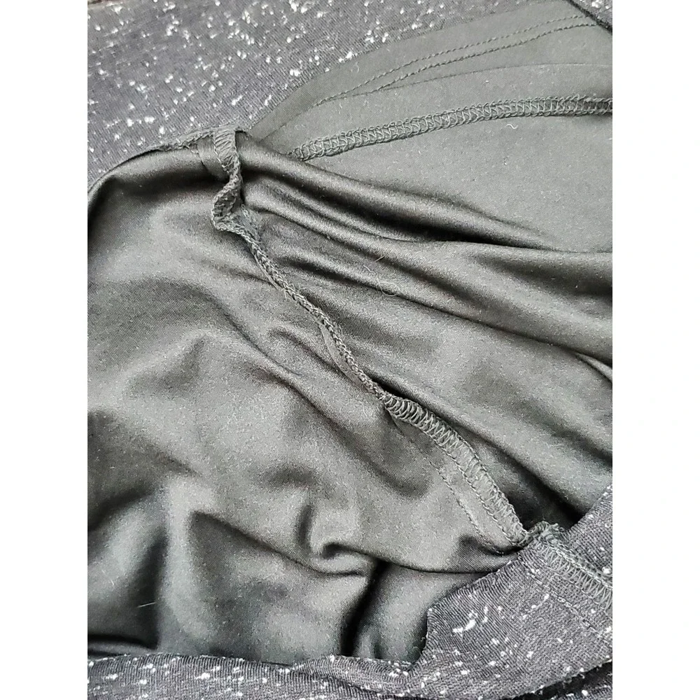 J. Jill Women Skirt 2X Black Nylon Polyester Space Dot Ponte Slit